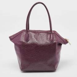 DKNY Purple Textured Leather Logo Zip Satchel