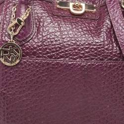 DKNY Purple Textured Leather Logo Zip Satchel