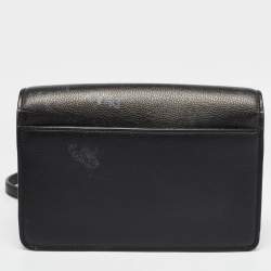 Pre Owned DKNY Black Leather Graffiti Print Flap Crossbody Bag