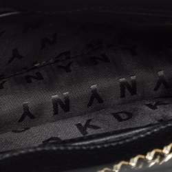 Pre Owned DKNY Black Leather Graffiti Print Flap Crossbody Bag