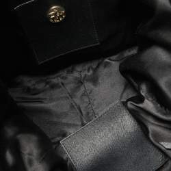 Pre Owned DKNY Black/Brown Monogram Jacquard Fabric and Leather Tote