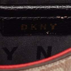 Pre Owned DKNY Red/Beige Monogram Coated Canvas and Leather Elissa North South Crossbody Bag