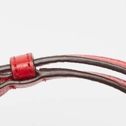 Pre Owned DKNY Red/Beige Monogram Coated Canvas and Leather Elissa North South Crossbody Bag