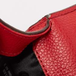 Pre Owned DKNY Red/Beige Monogram Coated Canvas and Leather Elissa North South Crossbody Bag