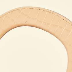 Pre Owned Dkny Beige Croc Embossed and Leather Logo Charm Tote