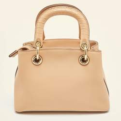 Pre Owned Dkny Beige Croc Embossed and Leather Logo Charm Tote