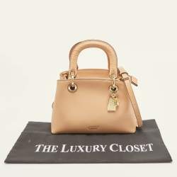 Pre Owned Dkny Beige Croc Embossed and Leather Logo Charm Tote