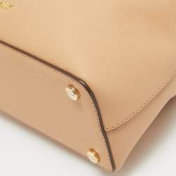 Pre Owned Dkny Beige Croc Embossed and Leather Logo Charm Tote