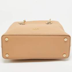 Pre Owned Dkny Beige Croc Embossed and Leather Logo Charm Tote