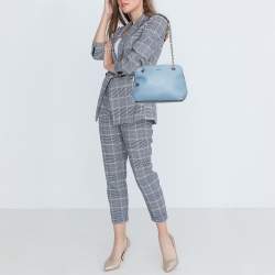 Pre Owned Dkny Light Blue Leather Camille Dome Shoulder Bag