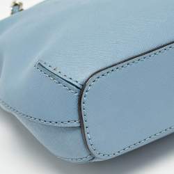 Pre Owned Dkny Light Blue Leather Camille Dome Shoulder Bag