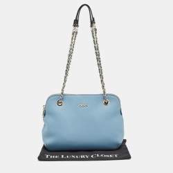 Pre Owned Dkny Light Blue Leather Camille Dome Shoulder Bag