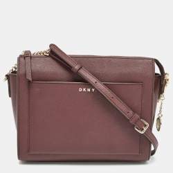 DKNY Brick Burgundy Saffiano Leather Ava Crossbody Bag