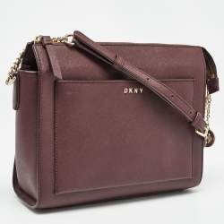 DKNY Brick Burgundy Saffiano Leather Ava Crossbody Bag