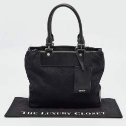 DKNY Black Monogram Canvas and Leather Tote