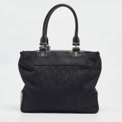 DKNY Black Monogram Canvas and Leather Tote