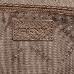 DKNY Brown Saffiano Leather Flap Wallet on Chain