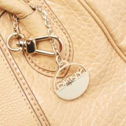 DKNY Beige Leather Logo Charm Shoulder Bag