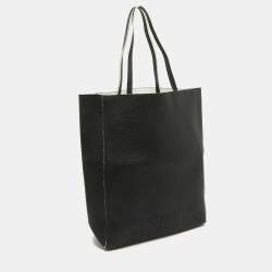 Pre Owned DKNY Black Leather Logo Embossed Shopper Tote