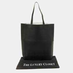 Pre Owned DKNY Black Leather Logo Embossed Shopper Tote