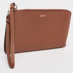 DKNY Brown Leather Wristlet Wallet