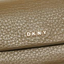 DKNY Olive Green Leather Flap Compact Wallet