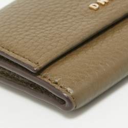 DKNY Olive Green Leather Flap Compact Wallet