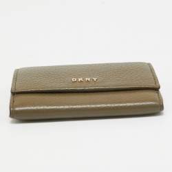 DKNY Olive Green Leather Flap Compact Wallet