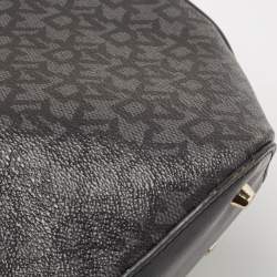Pre Owned Dkny Black Monogram Coated Canvas and Leather Top Zip Tote