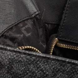 Pre Owned Dkny Black Monogram Coated Canvas and Leather Top Zip Tote