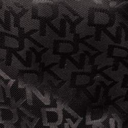 Pre Owned Dkny Black Monogram Coated Canvas and Leather Top Zip Tote