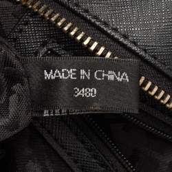 Pre Owned Dkny Black Monogram Coated Canvas and Leather Top Zip Tote