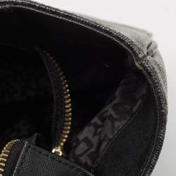 Pre Owned Dkny Black Monogram Coated Canvas and Leather Top Zip Tote