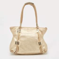 DKNY Gold Leather Metal Detail Tote