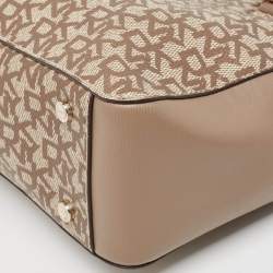 Pre Owned DKNY Beige Signature Coated Canvas and Leather Chain Tote