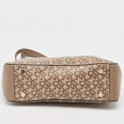 Pre Owned DKNY Beige Signature Coated Canvas and Leather Chain Tote