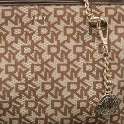 Pre Owned DKNY Beige Signature Coated Canvas and Leather Chain Tote