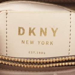 Pre Owned DKNY Beige Signature Coated Canvas and Leather Chain Tote