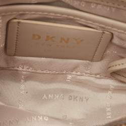 Pre Owned DKNY Beige Signature Coated Canvas and Leather Chain Tote