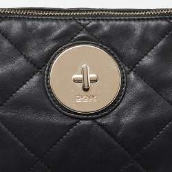 Pre Owned DKNY Black Quilted Leather Zip Shoulder Bag