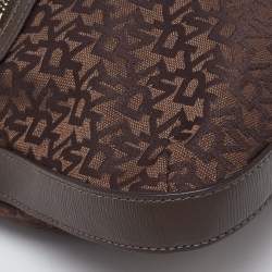 DKNY Brown Monogram Canvas and Leather Crossbody Bag