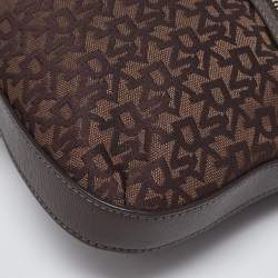 DKNY Brown Monogram Canvas and Leather Crossbody Bag