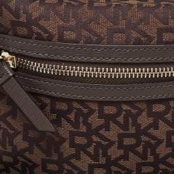 DKNY Brown Monogram Canvas and Leather Crossbody Bag