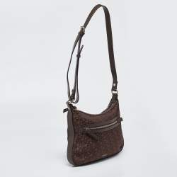 DKNY Brown Monogram Canvas and Leather Crossbody Bag