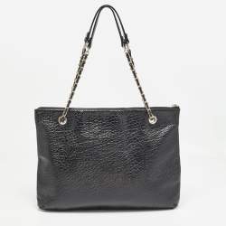 Pre Owned DKNY Black Leather Charm Chain Tote