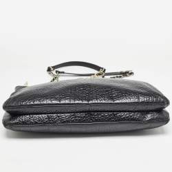 Pre Owned DKNY Black Leather Charm Chain Tote