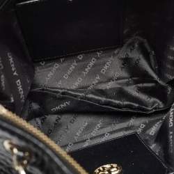 Pre Owned DKNY Black Leather Charm Chain Tote