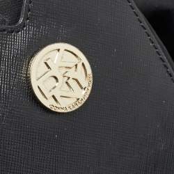 Pre Owned DKNY Black Leather Charm Chain Tote