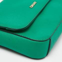 DKNY Green Leather Bryant Flap Crossbody Bag