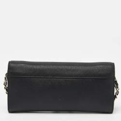 DKNY Black Saffiano Leather Flap Wallet on Chain